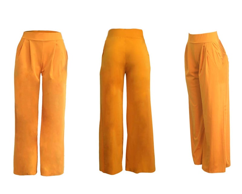 NRTHYE Womens Palazzo Long Pants High Waist Wide Leg Stretchy Loose Fit Casual Trousers with Pocket - Image 3